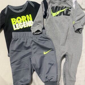 Nike Kids Neon Legend 3 Piece Set - Black and Gray 6m